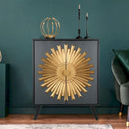 Buffet/armoire de rangement style ferme, 2 portes, en bois massif, motif soleil - L 42 x l 80 x H 98 cm