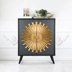 Buffet/armoire de rangement style ferme, 2 portes, en bois massif, motif soleil - L 42 x l 80 x H 98 cm