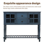 Buffet console avec étagère inférieure, meuble de rangement en bois et verre de style campagnard pour salon