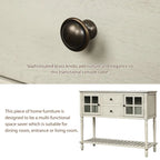 Buffet console avec étagère inférieure, meuble de rangement en bois et verre de style campagnard pour salon