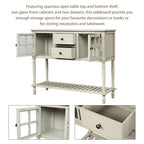 Buffet console avec étagère inférieure, meuble de rangement en bois et verre de style campagnard pour salon