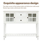 Buffet console avec étagère inférieure, meuble de rangement en bois et verre de style campagnard pour salon