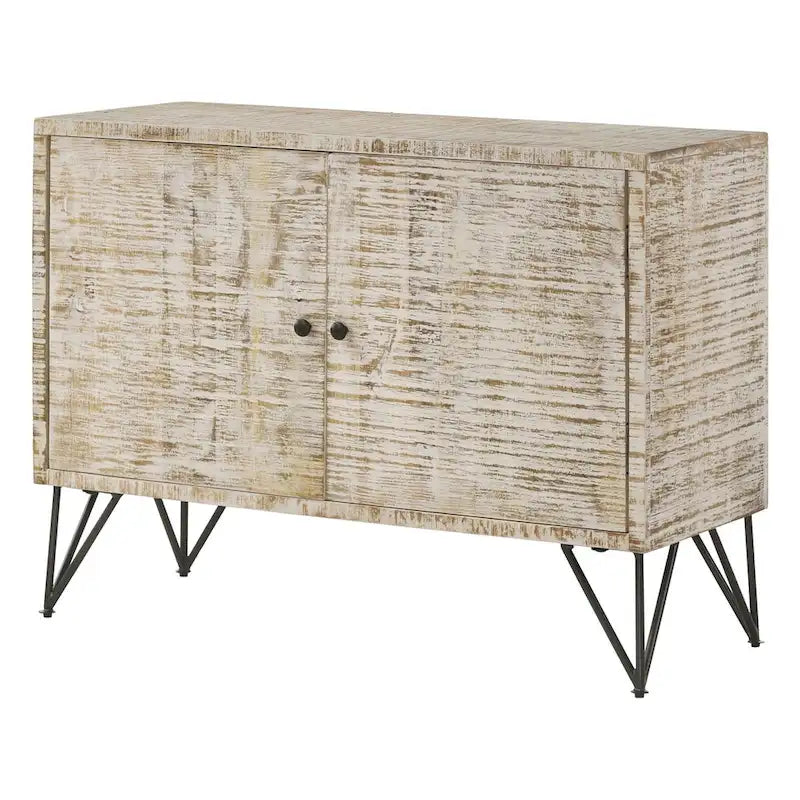 Meuble d'appoint Komomo blanc délavé à 1 étagère réglable