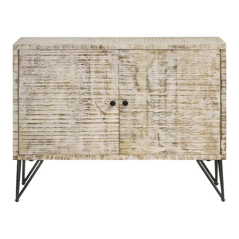 Meuble d'appoint Komomo blanc délavé à 1 étagère réglable