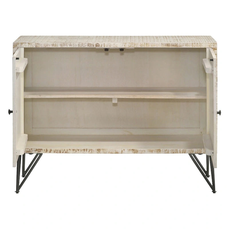 Meuble d'appoint Komomo blanc délavé à 1 étagère réglable