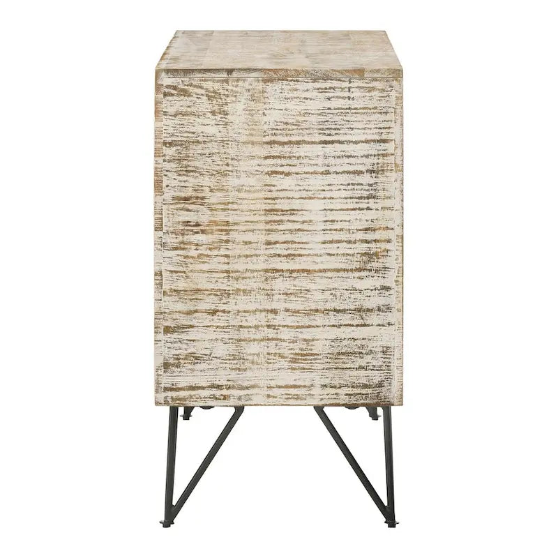 Meuble d'appoint Komomo blanc délavé à 1 étagère réglable