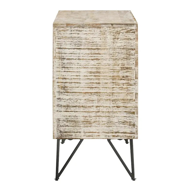 Meuble d'appoint Komomo blanc délavé à 1 étagère réglable