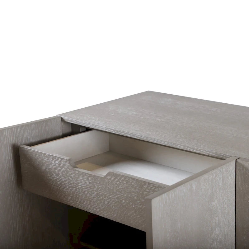 Buffet de salle à manger Cruz de style transitionnel gris en bois massif avec portes, de Furniture of America