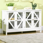 Buffet avec portes en verre trempé et étagère réglable