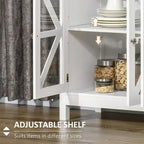 Buffet avec portes en verre trempé et étagère réglable