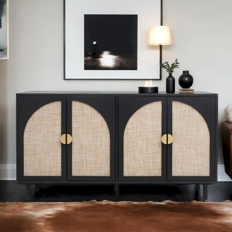 Armoire à 4 portes, idéale pour une chambre, un salon ou un bureau.