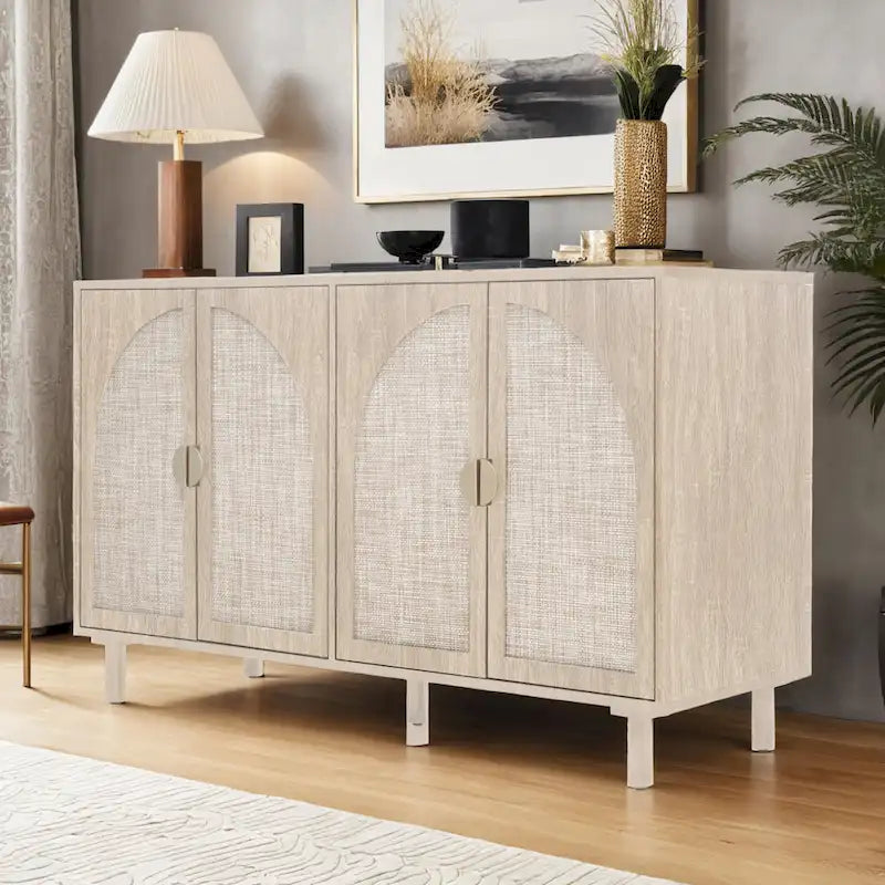 Armoire à 4 portes, idéale pour une chambre, un salon ou un bureau.