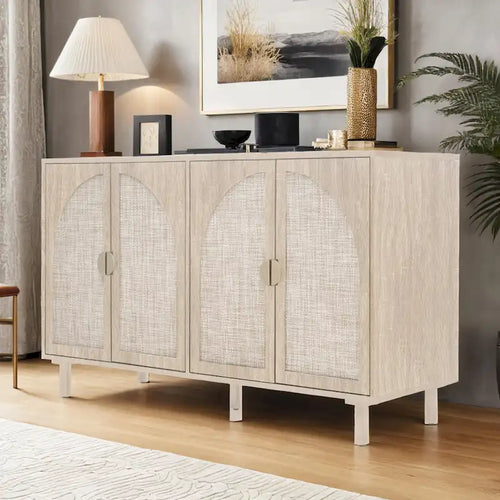 Armoire à 4 portes, idéale pour une chambre, un salon ou un bureau.