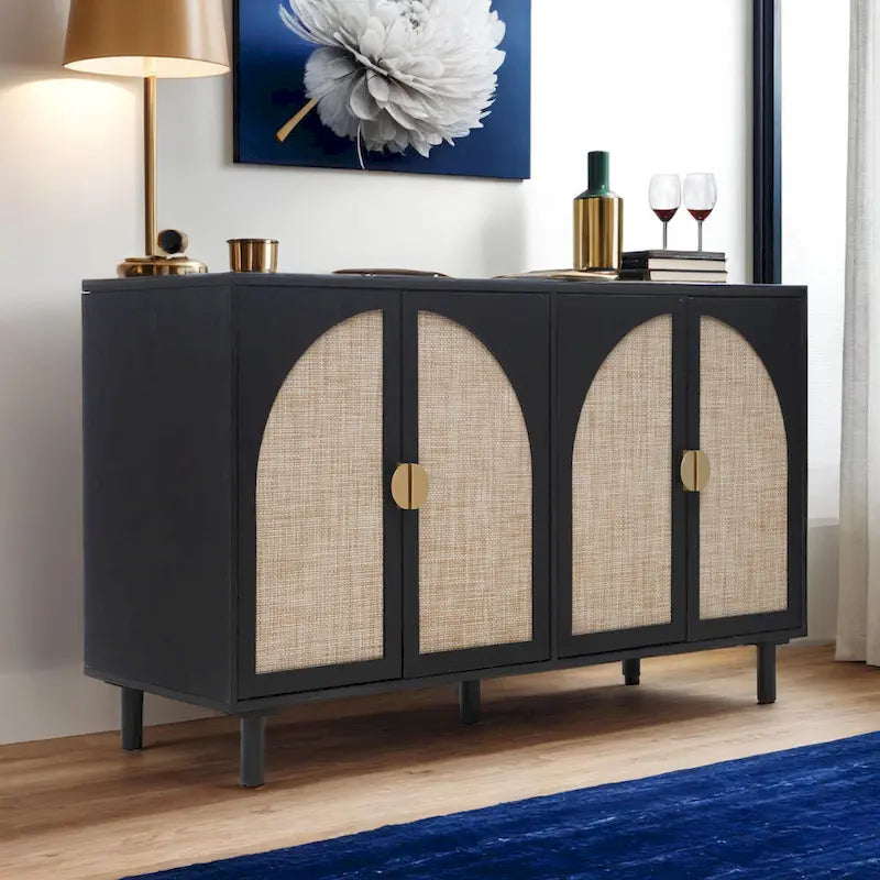 Armoire à 4 portes, idéale pour une chambre, un salon ou un bureau.