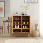 Armoire de rangement à 4 portes en rotin tressé