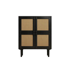 Armoire de rangement à 4 portes en rotin tressé