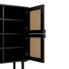 Armoire de rangement à 4 portes en rotin tressé