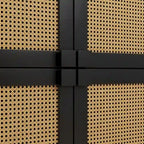 Armoire de rangement à 4 portes en rotin tressé