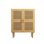 Armoire de rangement à 4 portes en rotin tressé