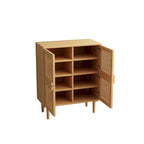 Armoire de rangement à 4 portes en rotin tressé
