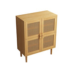 Armoire de rangement à 4 portes en rotin tressé