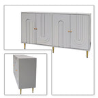 Buffet de rangement moderne en bois, autoportant, avec un pied de support central