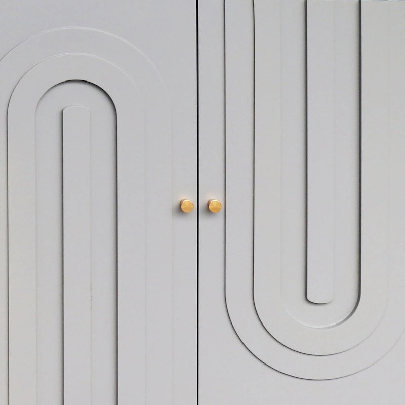 Buffet de rangement moderne en bois, autoportant, avec un pied de support central