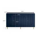 Buffet de rangement moderne en bois, autoportant, avec un pied de support central