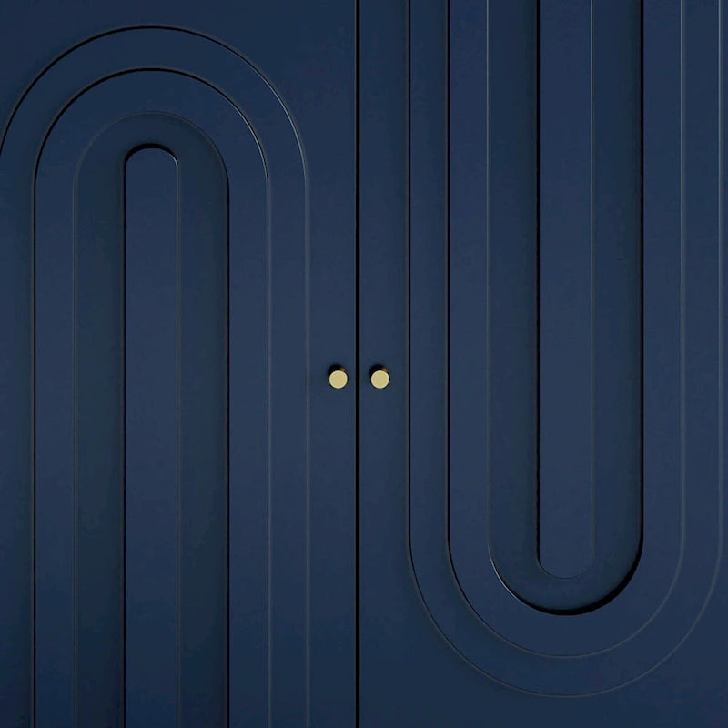 Buffet de rangement moderne en bois, autoportant, avec un pied de support central