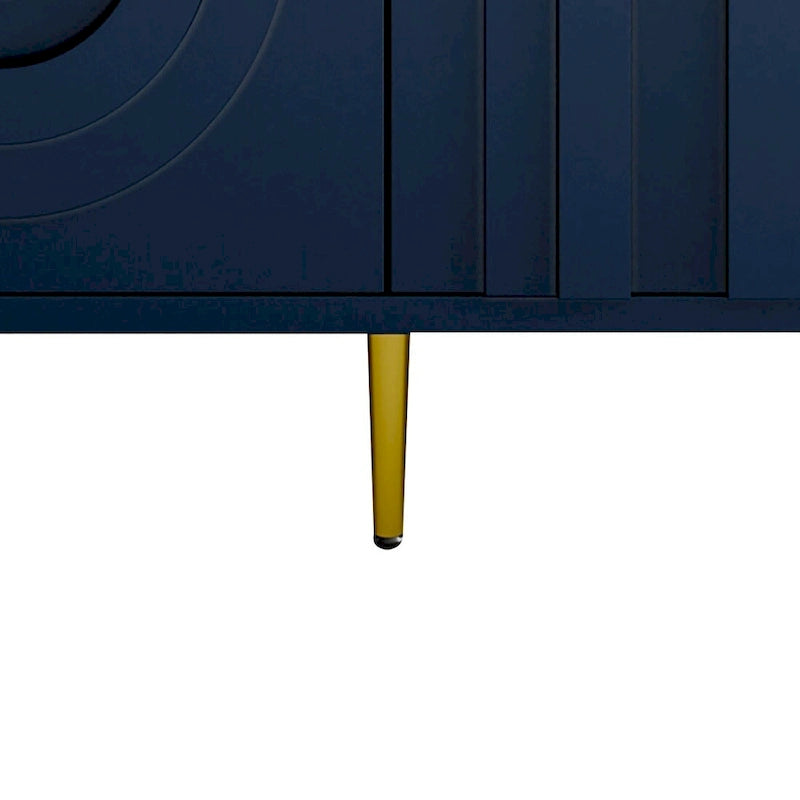 Buffet de rangement moderne en bois, autoportant, avec un pied de support central