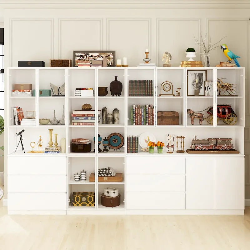 Buffet et vitrine modulaires - Design modulaire en blanc immaculé