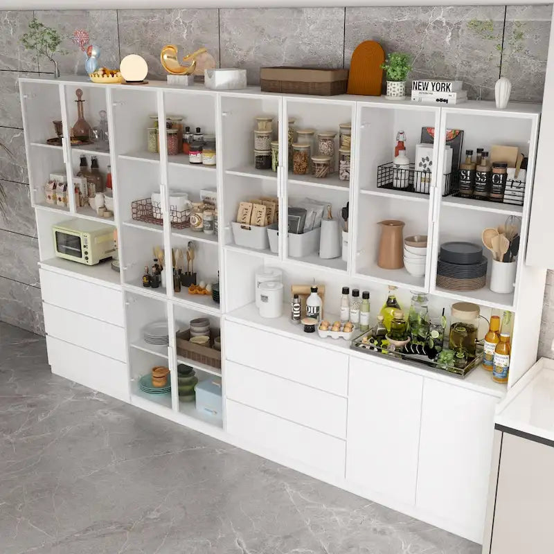 Buffet et vitrine modulaires - Design modulaire en blanc immaculé