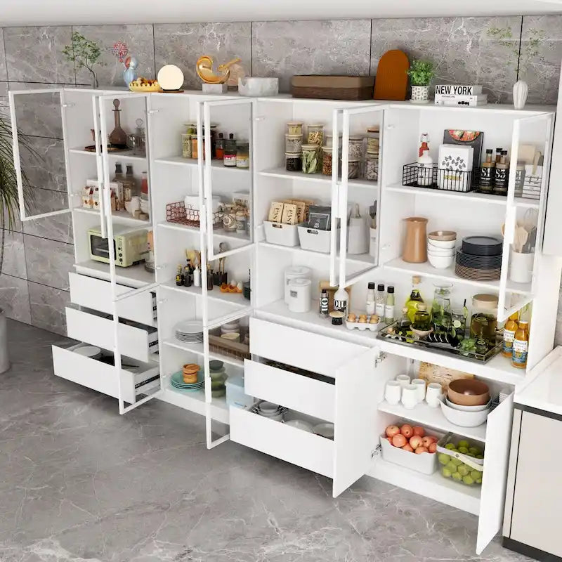 Buffet et vitrine modulaires - Design modulaire en blanc immaculé