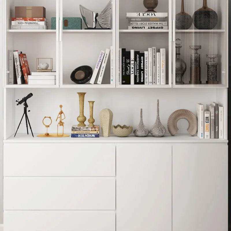 Buffet et vitrine modulaires - Design modulaire en blanc immaculé