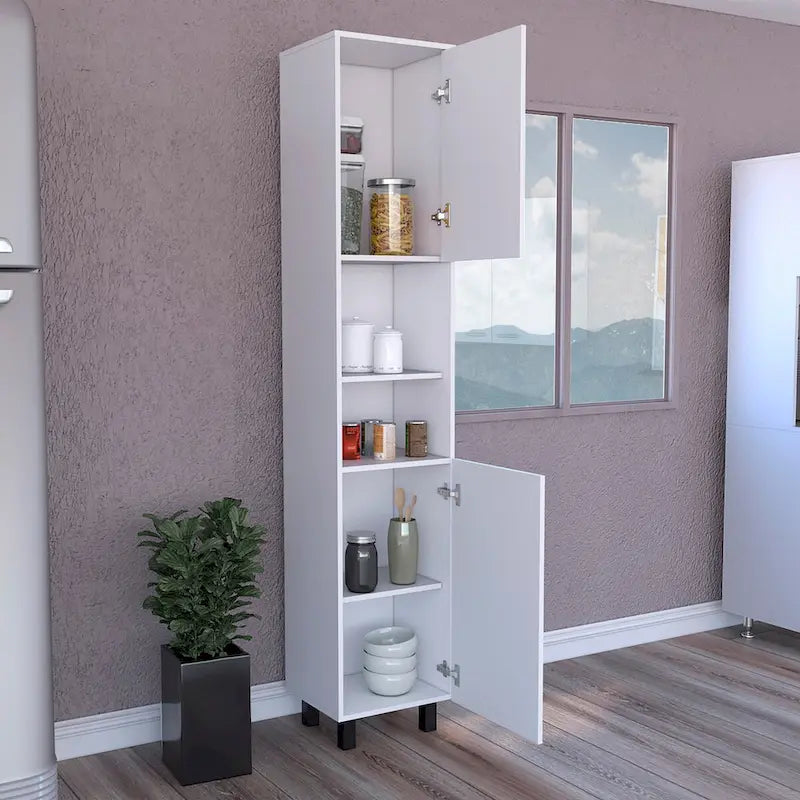 Armoire de rangement Almada, trois étagères intérieures, finition blanche, haute qualité et durable
