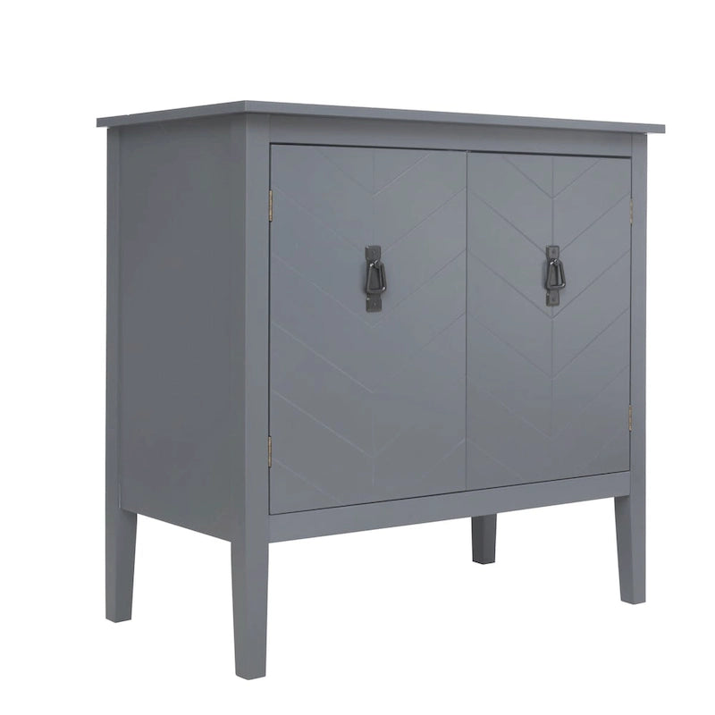 Buffet en bois à 2 portes, style vintage, idéal pour salon, salle à manger ou bureau.