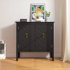 Buffet en bois à 2 portes, style vintage, idéal pour salon, salle à manger ou bureau.