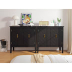 Buffet en bois à 2 portes, style vintage, idéal pour salon, salle à manger ou bureau.