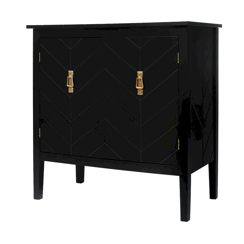 Buffet en bois à 2 portes, style vintage, idéal pour salon, salle à manger ou bureau.