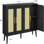 Buffet en rotin à 4 portes et étagères réglables - 11,8 cm (P) x 47,2 cm (L) x 29,5 cm (H)