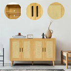 Buffet en rotin à 4 portes et étagères réglables - 11,8 cm (P) x 47,2 cm (L) x 29,5 cm (H)