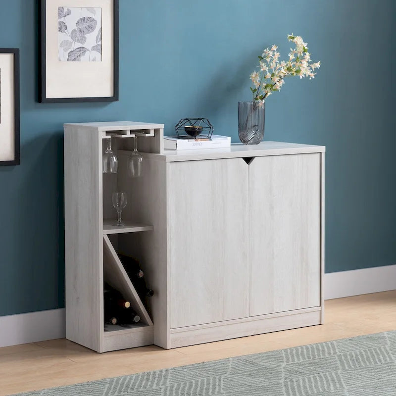 Meuble bar, vitrine de rangement pour bouteilles de vin, capacité de 4 bouteilles - Chêne blanc