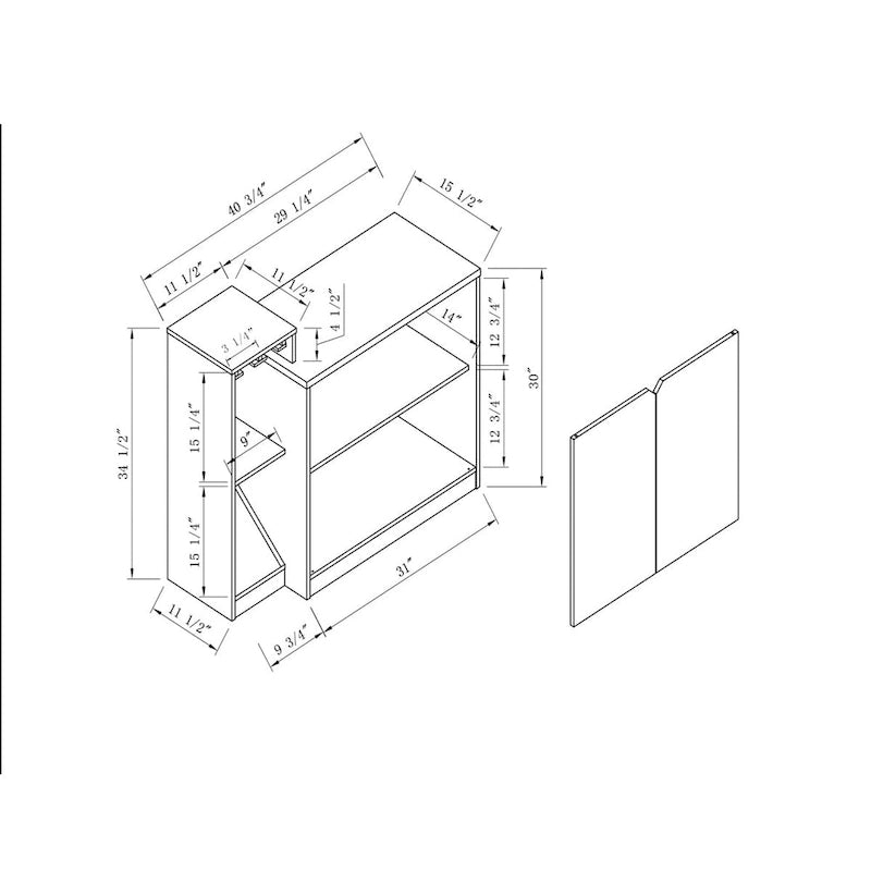 Meuble bar, vitrine de rangement pour bouteilles de vin, capacité de 4 bouteilles - Chêne blanc