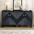 Meuble léger et luxueux orné de motifs géométriques, idéal pour un couloir, une entrée ou un salon.