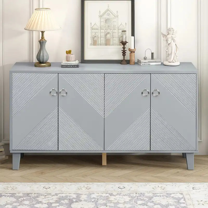 Light Luxury Cabinet Adorned with Geometric Patterns, Suitable for Hallway, Entryway, Living Room