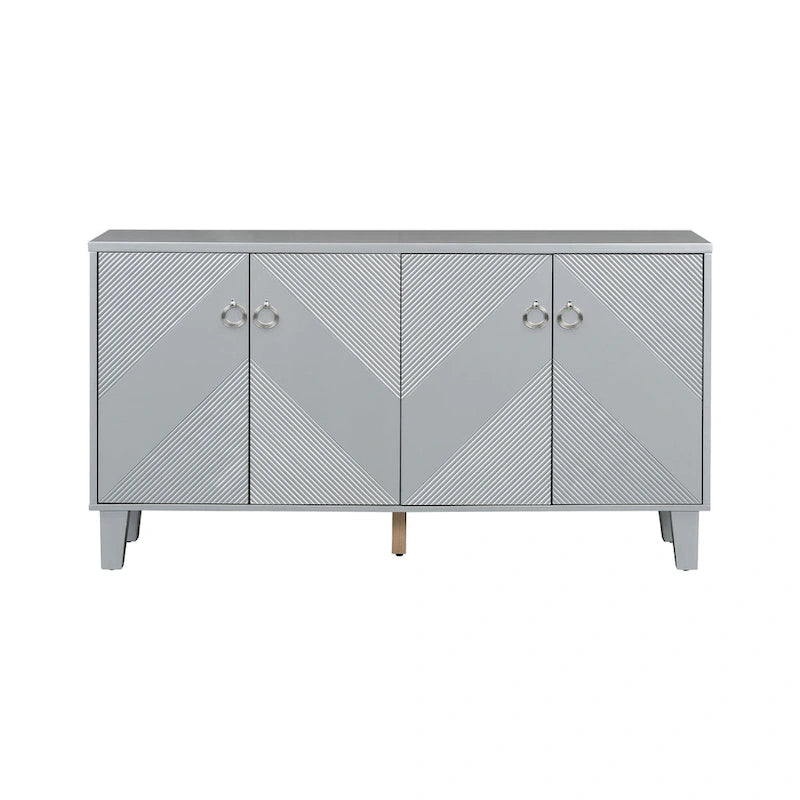 Meuble léger et luxueux orné de motifs géométriques, idéal pour un couloir, une entrée ou un salon.