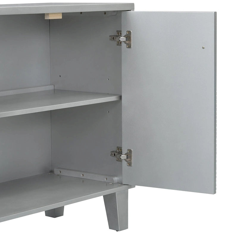 Meuble léger et luxueux orné de motifs géométriques, idéal pour un couloir, une entrée ou un salon.