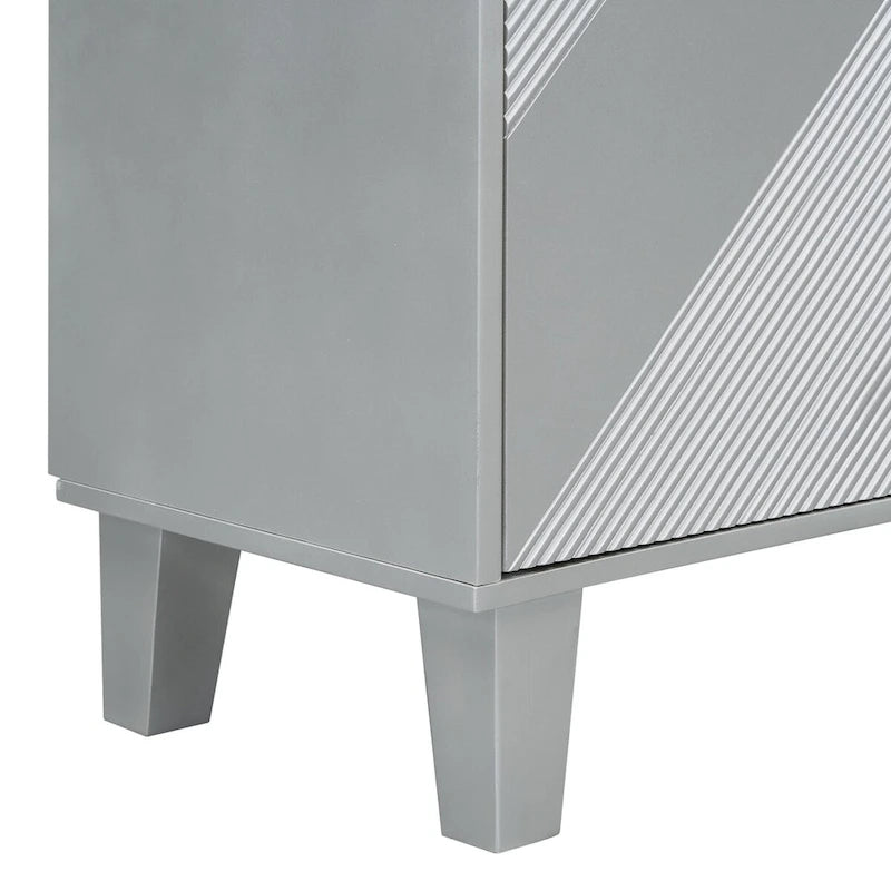 Meuble léger et luxueux orné de motifs géométriques, idéal pour un couloir, une entrée ou un salon.