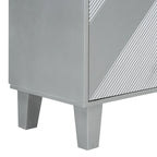 Meuble léger et luxueux orné de motifs géométriques, idéal pour un couloir, une entrée ou un salon.