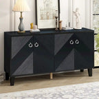 Meuble léger et luxueux orné de motifs géométriques, idéal pour un couloir, une entrée ou un salon.